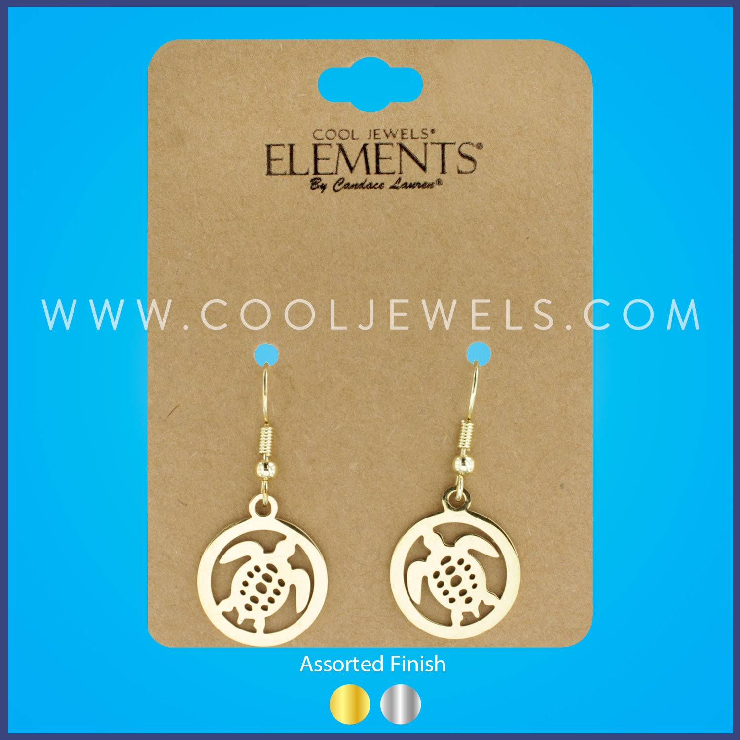 STAINLESS FISH HOOK EARRINGS WITH TURTLE PENDANT