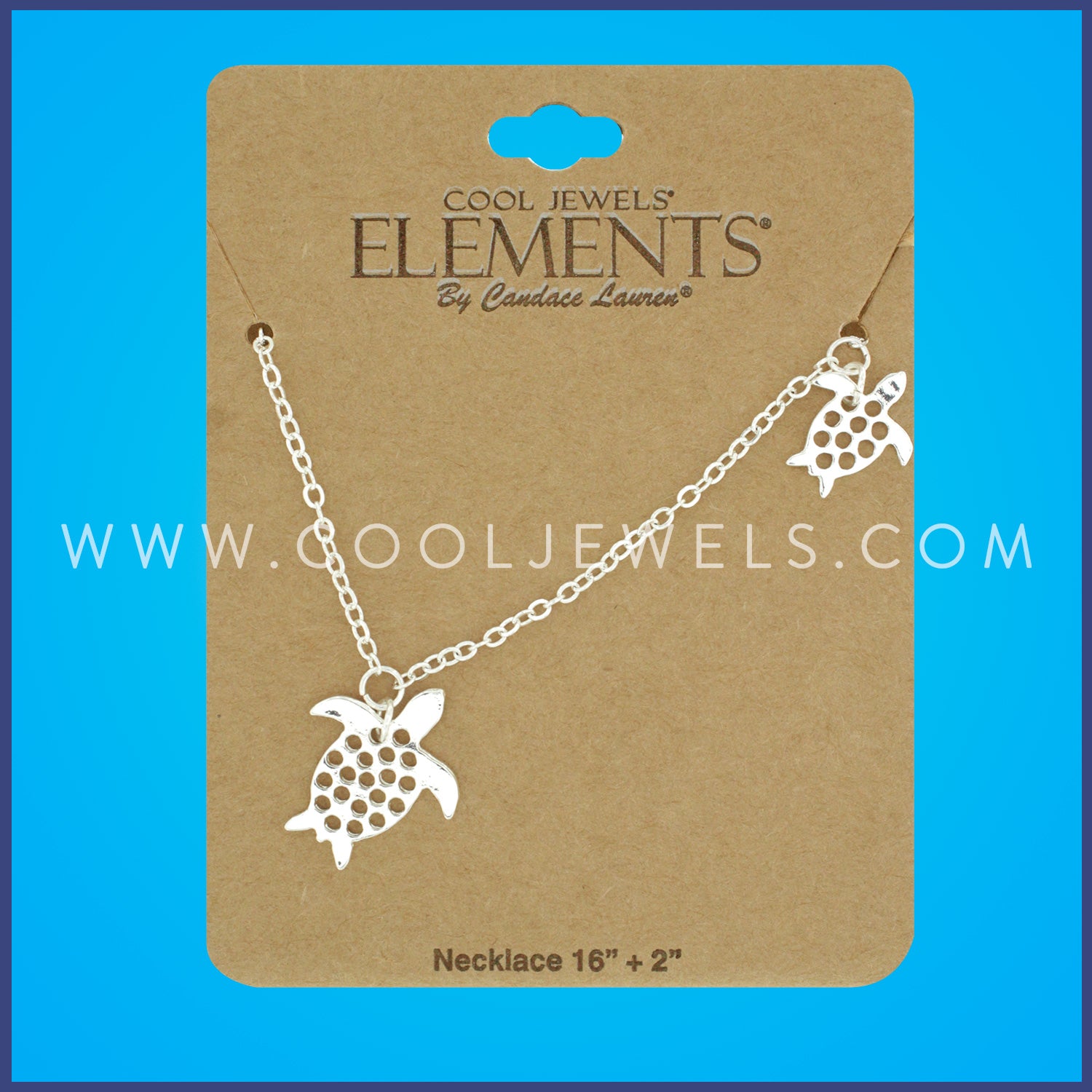 LINK CHAIN NECKLACE WITH TWO (2) TURTLE PENDANTS - CARDED