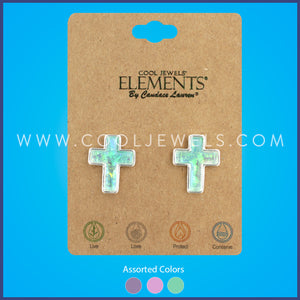 POST EARRING WITH RESIN CROSS - ASSORTED COLORS