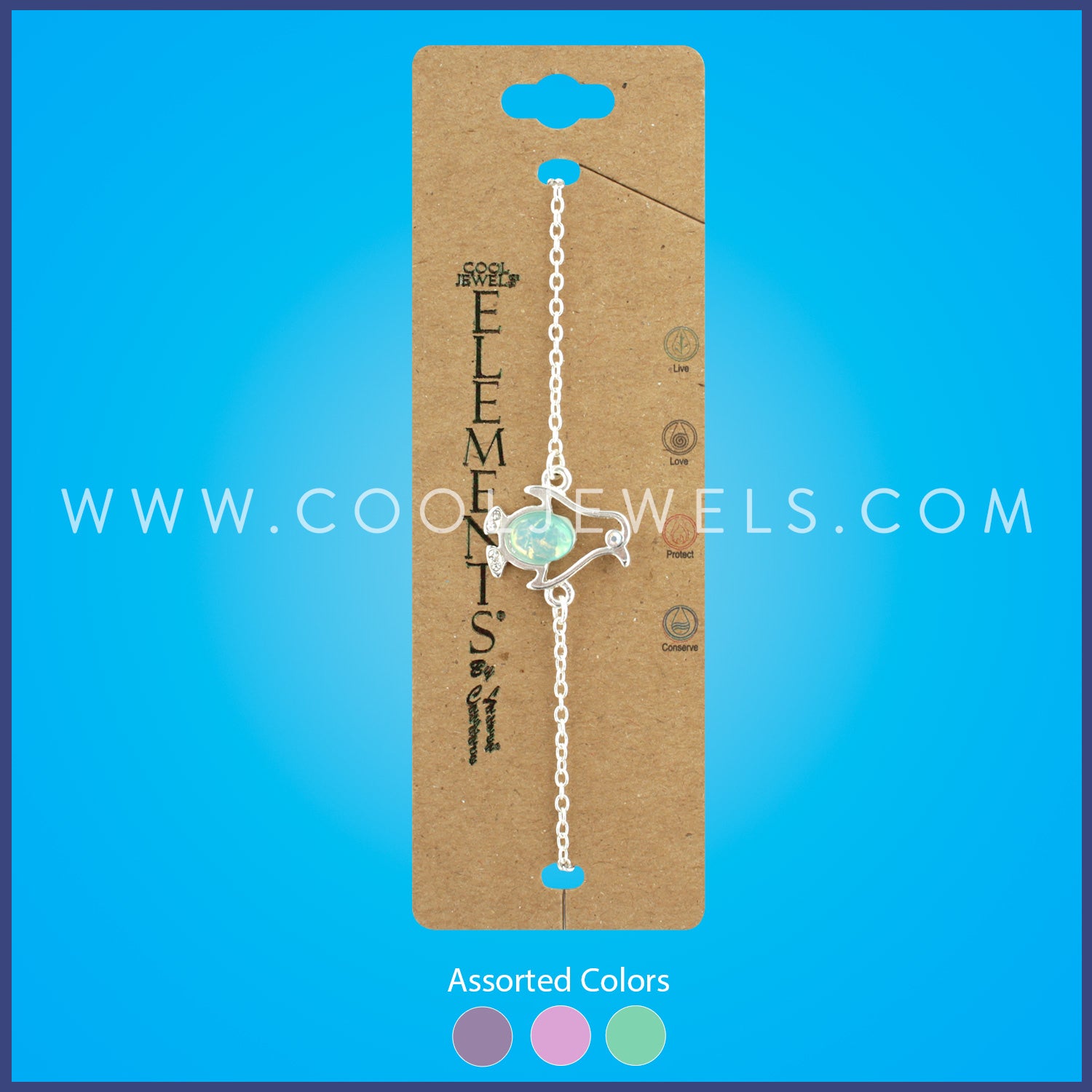 LINK CHAIN BRACELET WITH RESIN PENGUIN - ASSORTED COLORS