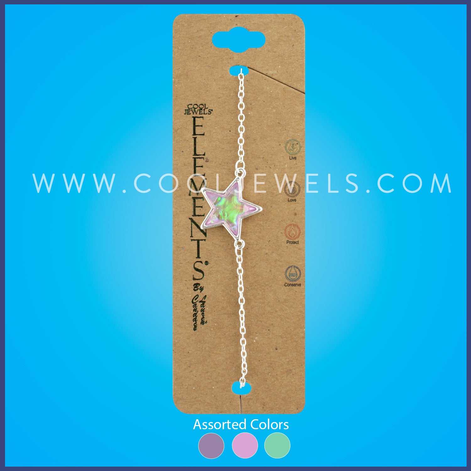 LINK CHAIN BRACELET WITH RESIN STAR - ASSORTED COLORS