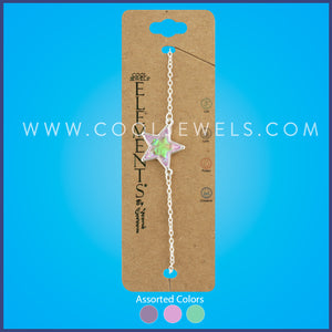 LINK CHAIN BRACELET WITH RESIN STAR - ASSORTED COLORS