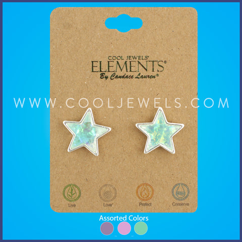 POST EARRING WITH RESIN STAR - ASSORTED COLORS
