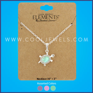 LINK CHAIN NECKLACE WITH RESIN SEA TURTLE - ASSORTED COLORS
