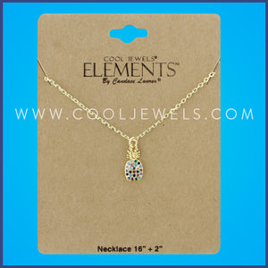 GOLD CHAIN NECKLACE WITH RHINESTONE PINEAPPLE - CARDED