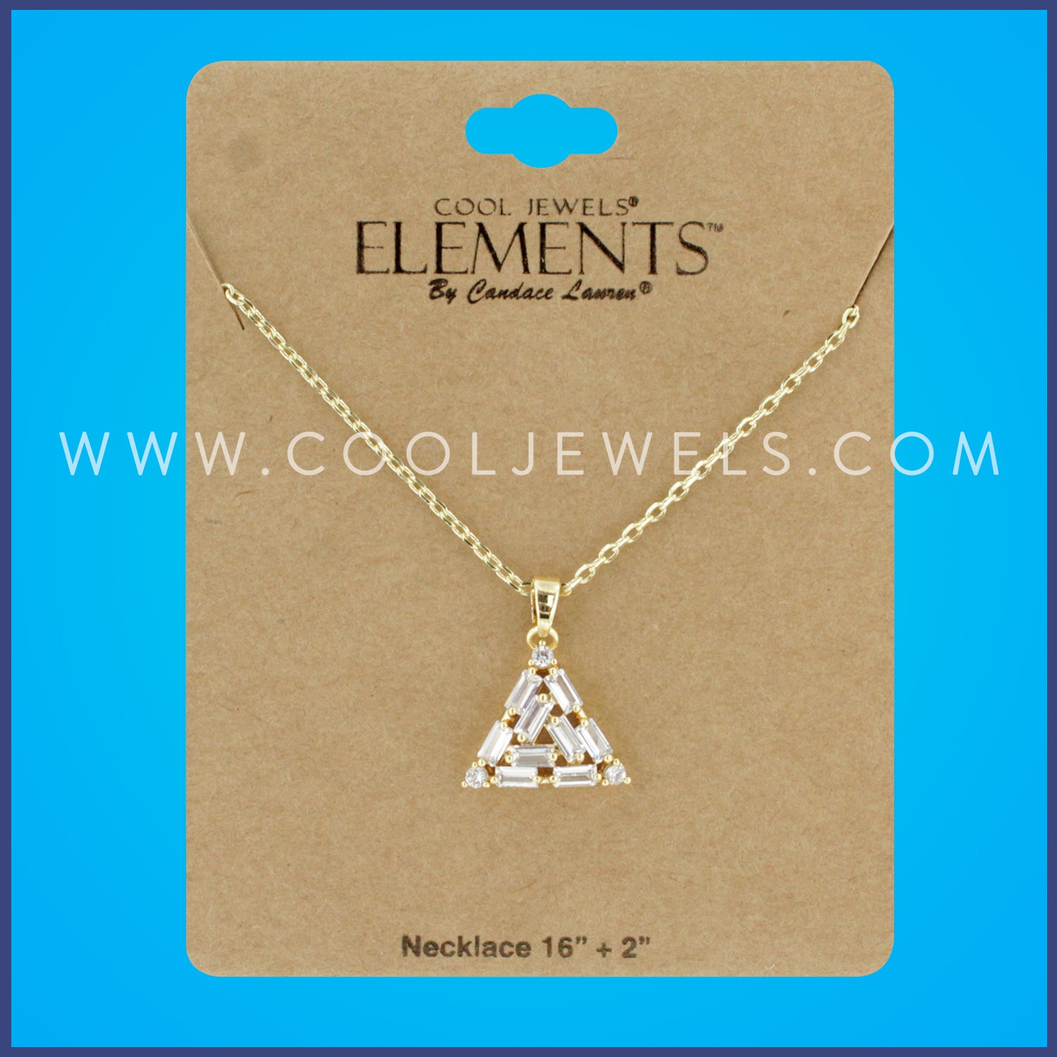 GOLD LINK CHAIN NECKLACE WITH ZIRCON TRIANGLE PENDANT - CARDED