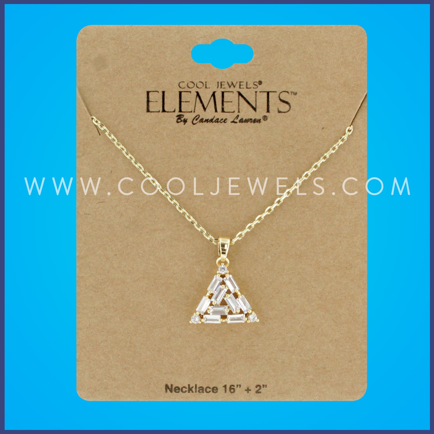 GOLD LINK CHAIN NECKLACE WITH ZIRCON TRIANGLE PENDANT - CARDED