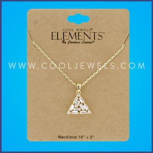 GOLD LINK CHAIN NECKLACE WITH ZIRCON TRIANGLE PENDANT - CARDED