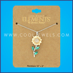 LINK CHAIN NECKLACE WITH FLOWER PENDANT - CARDED