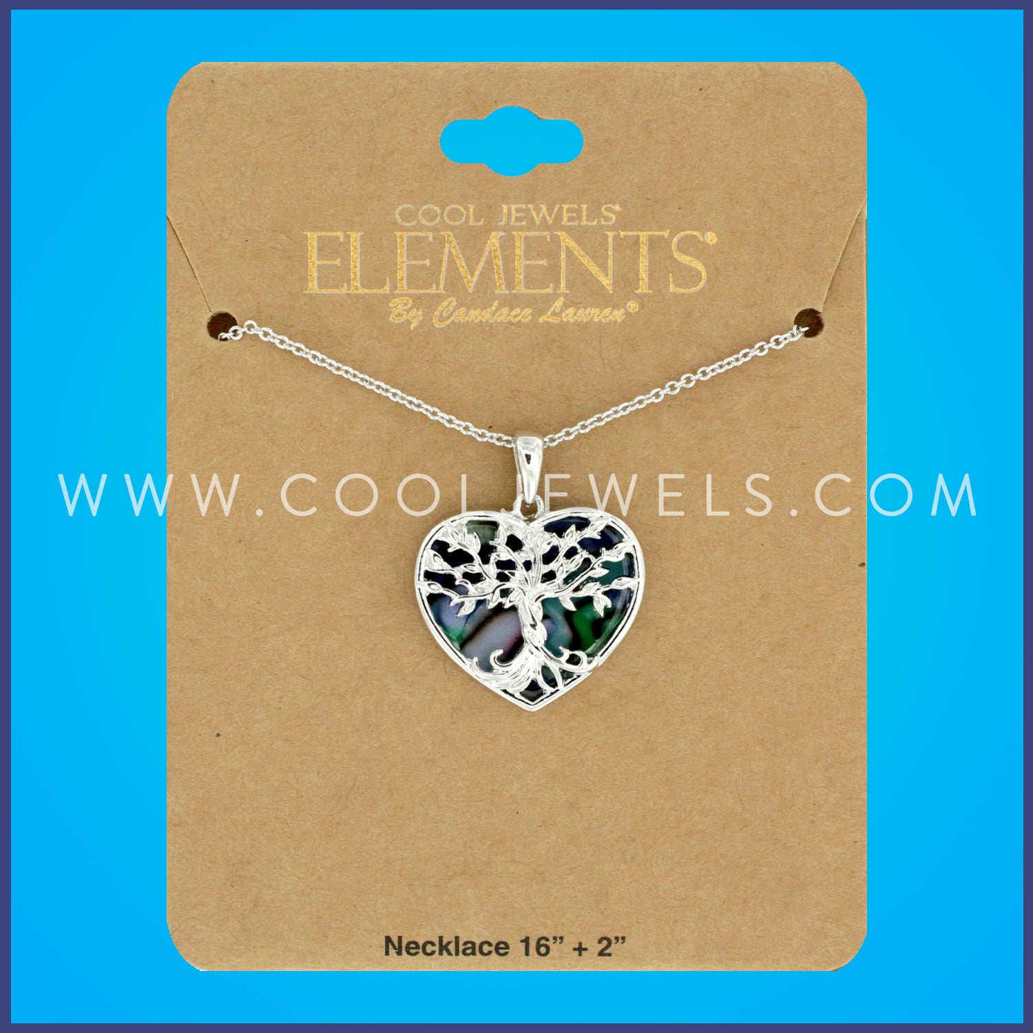 LINK CHAIN NECKLACE WITH HEART-SHAPED TREE PENDANT  CARDED