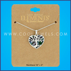 LINK CHAIN NECKLACE WITH HEART-SHAPED TREE PENDANT  CARDED