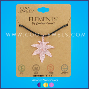 NECKLACE WITH COLORED METAL LEAVES - ASSORTED COLORS