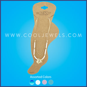 GOLD SLIDER ANKLET WITH BEADS & TURTLE 