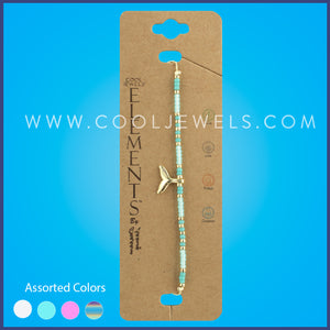 GOLD SLIDER BRACELET WITH COLORED BEADS & WHALE TAIL