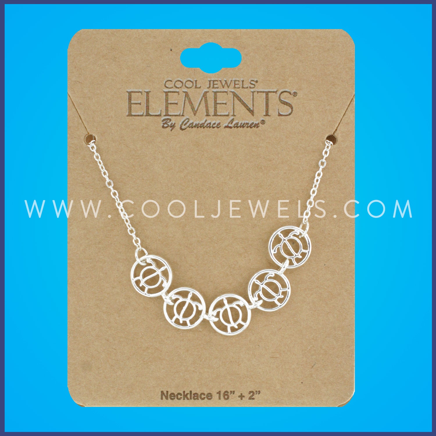 LINK CHAIN NECKLACE WITH TURTLE DISC PENDANTS - CARDED