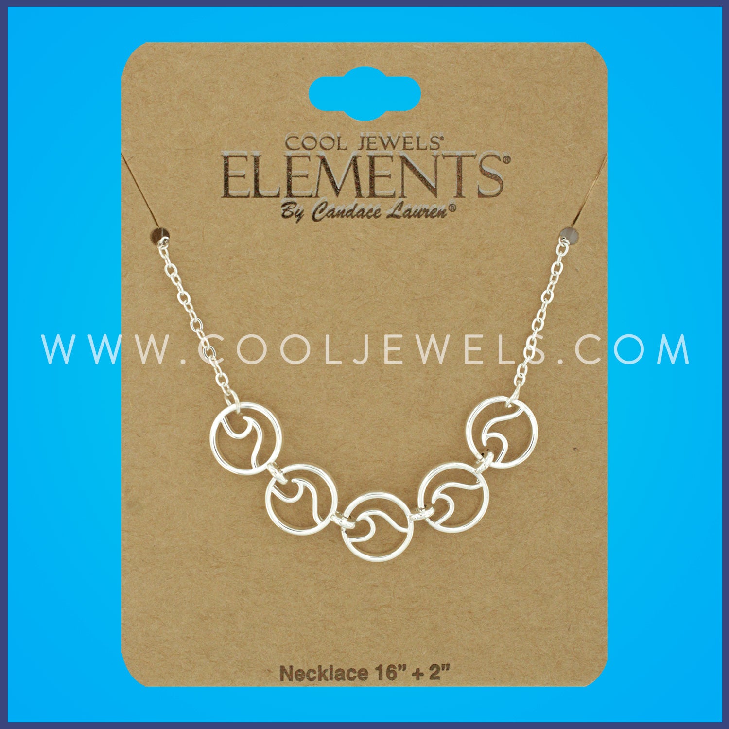 LINK CHAIN NECKLACES WITH WAVE DISC PENDANTS - CARDED