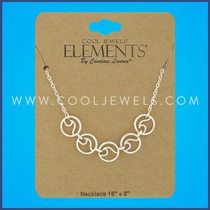LINK CHAIN NECKLACES WITH WAVE DISC PENDANTS - CARDED