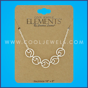 LINK CHAIN NECKLACES WITH WAVE DISC PENDANTS - CARDED
