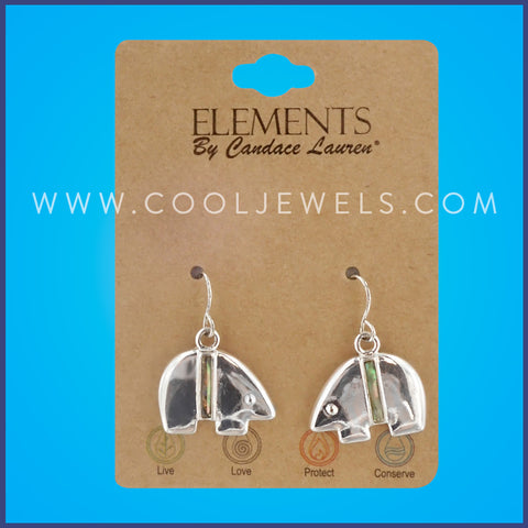 SILVER & MOP BEAR EARRINGS - CARDED