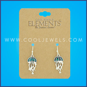 FISH HOOK EARRING WITH PAUA SHELL JELLYFISH - CARDED