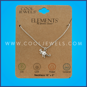 SILVER BALL CHAIN NECKLACE WITH DINOSAUR